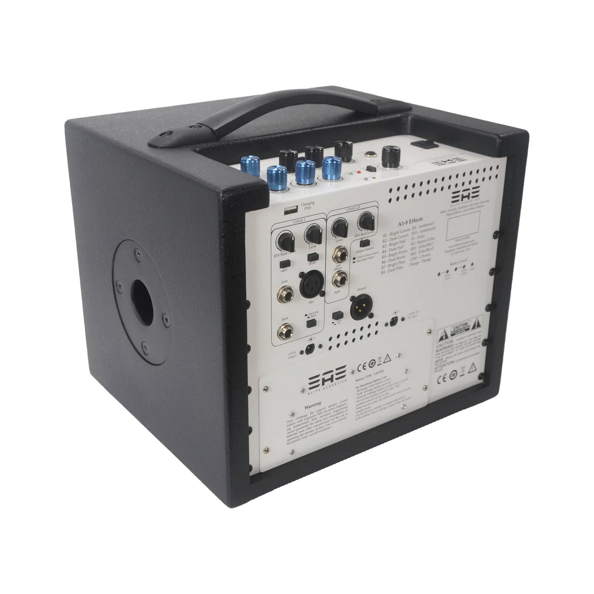 Elite Acoustics A1-8 BP 3-Channel Battery Powered Acoustic Guitar Amplifier Black - amps