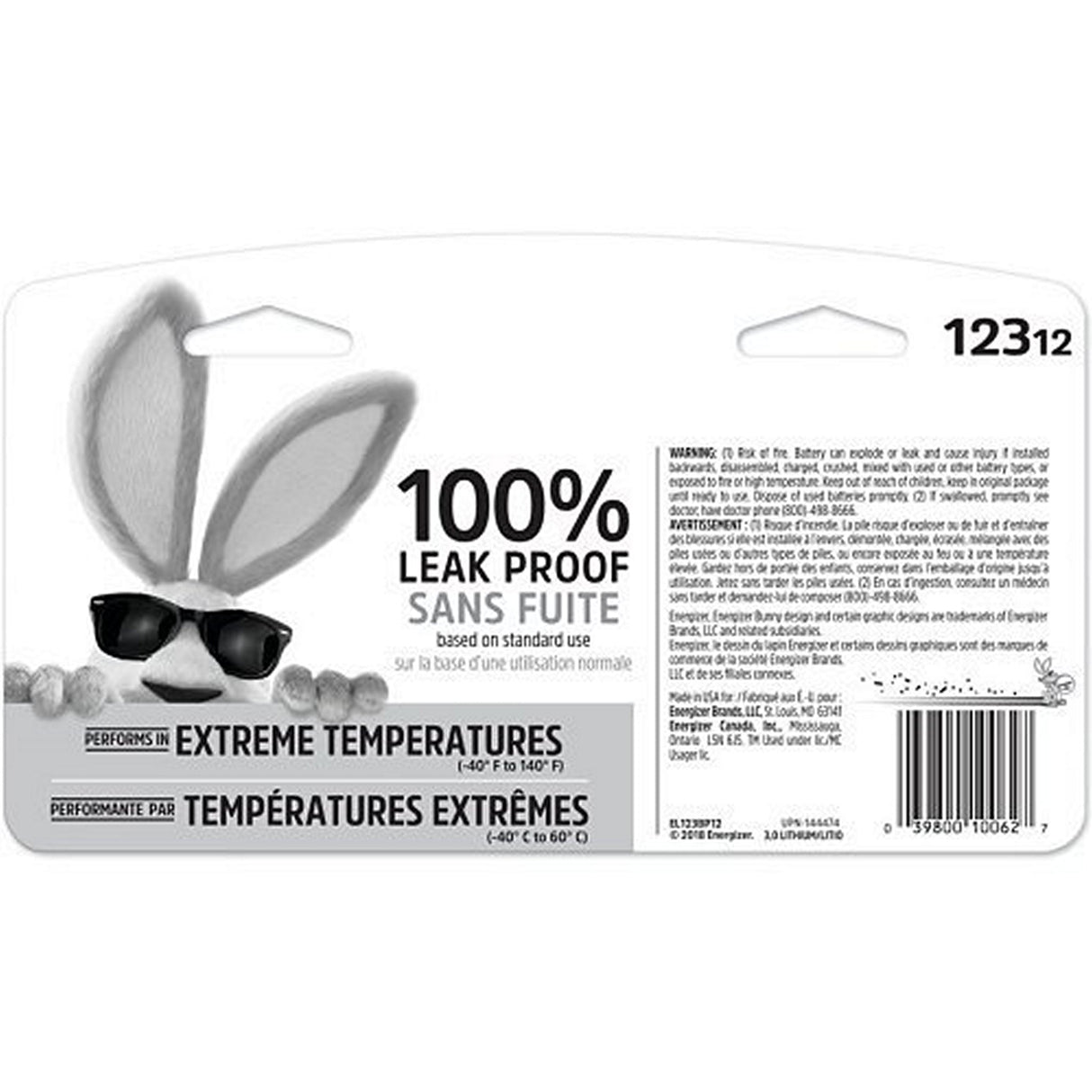 Energizer EL123BP12 123 3V Lithium Batteries 12-Pack