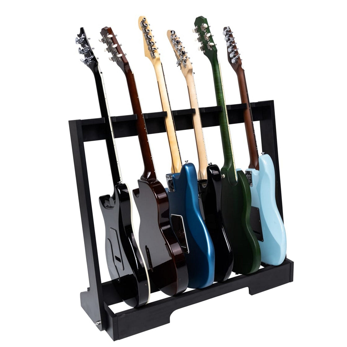 Gator GFW-GTR-WD6RK-BLK Frameworks Wooden Guitar Rack for 6 Guitars Black - accessories