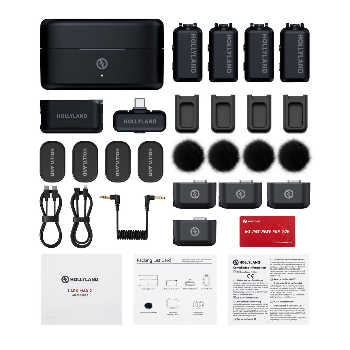 Hollyland LARK MAX 2 Combo 4-Person 2.4 GHz Wireless Microphone System, Space Gray