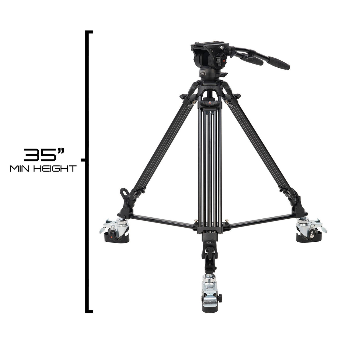 Ikan EG780A2D 2-Stage Aluminum Fluid Head Tripod Kit with Dolly and Adjustable Drag<