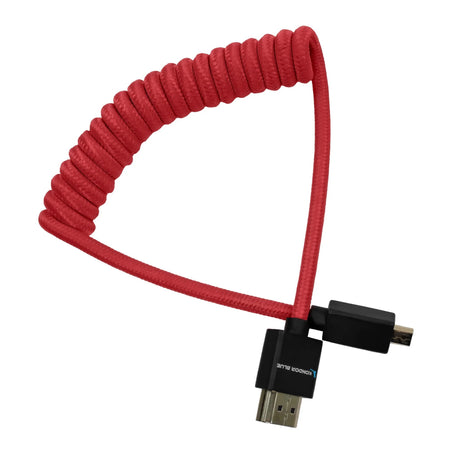 Kondor Blue Coiled Micro HDMI to Full HDMI, 12-24-Inch Cardinal Red