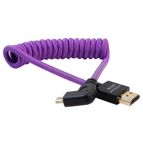 Kondor Blue Gerald Undone MK2 Full HDMI to Left Angle Micro HDMI Cable 12-24-Inch Coiled, Purple, Left Angle, Sony/Fuji