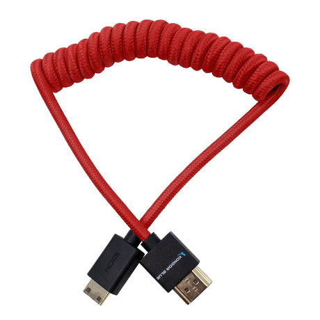 Kondor Blue Coiled Mini HDMI to Full HDMI, 12-24-Inch, Cardinal Red
