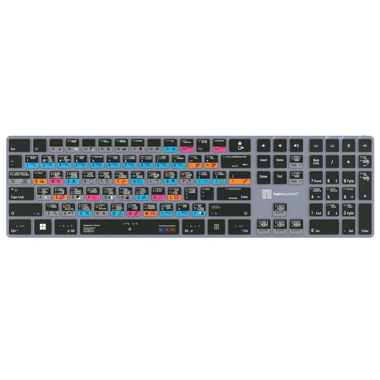 Logickeyboard TITAN Wireless Backlit Keyboard for Adobe Graphic Designer US Windows