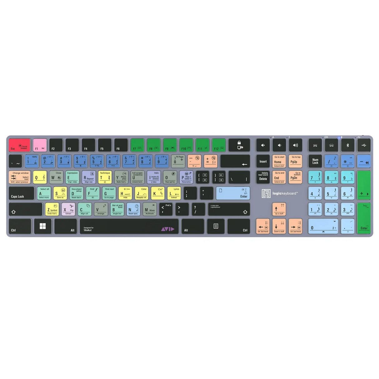 Logickeyboard TITAN Wireless Backlit Keyboard for Avid Sibelius US Windows