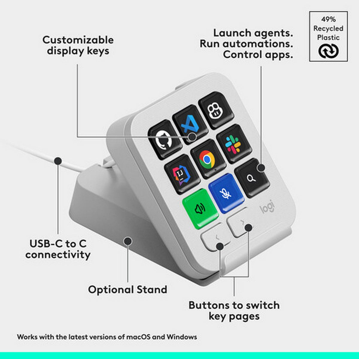 Logitech MX Keypad 9-Key USB-C Programmable Macro Pad
