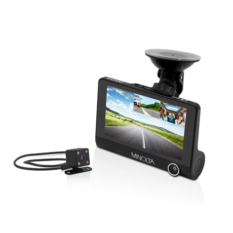 Minolta MNCD410T 3-Channel 1080p Car Camcorder with 4.0-Inch LCD and Rear Camera Black