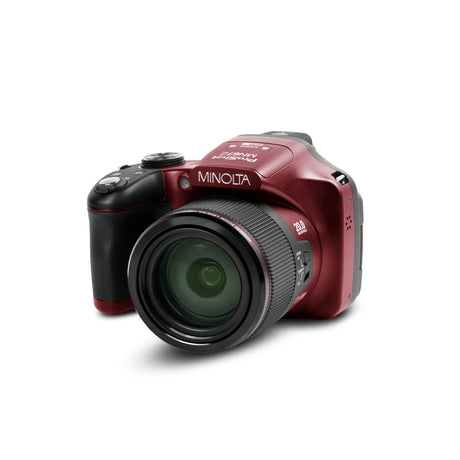 Minolta MN67Z 20 MP 1080p HD Bridge Digital Camera with 67x Optical Zoom, Red