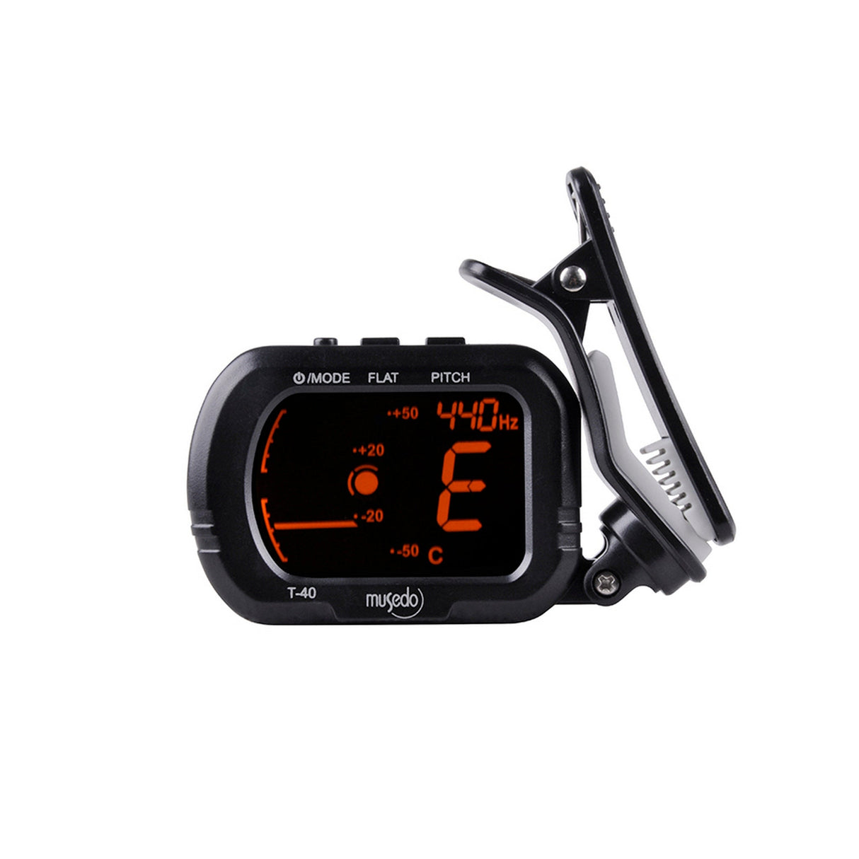 Musedo T‑40 Clip‑On Tuner for Chromatic Guitar/Bass/Violin/C Key Ukulele