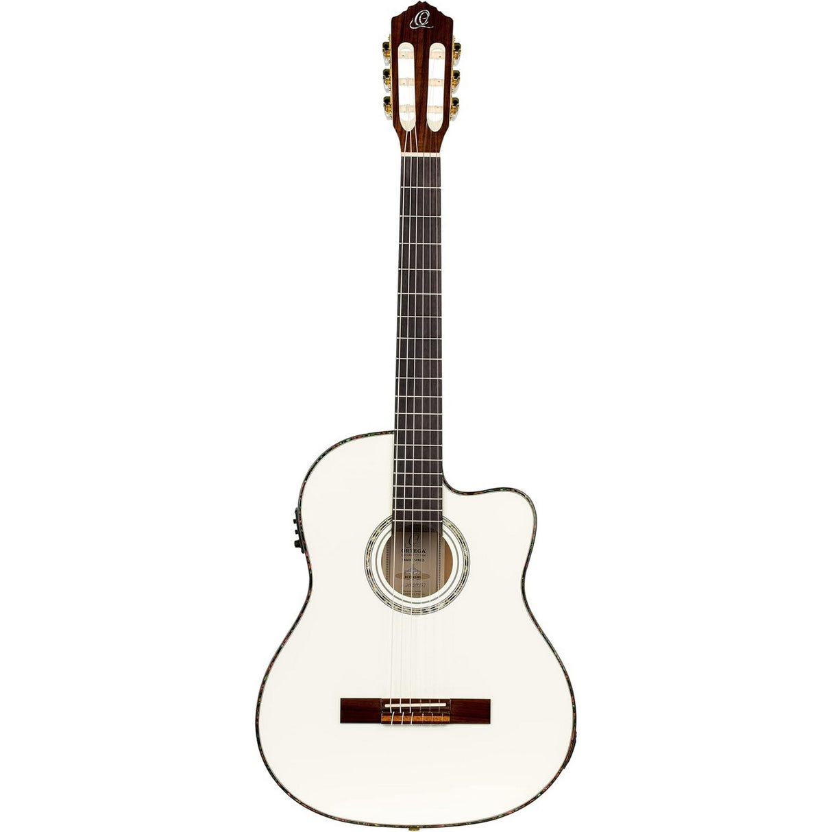 Ortega Guitars RCE145WH Family Series Pro Full Size Acoustic Electric Guitar (White)