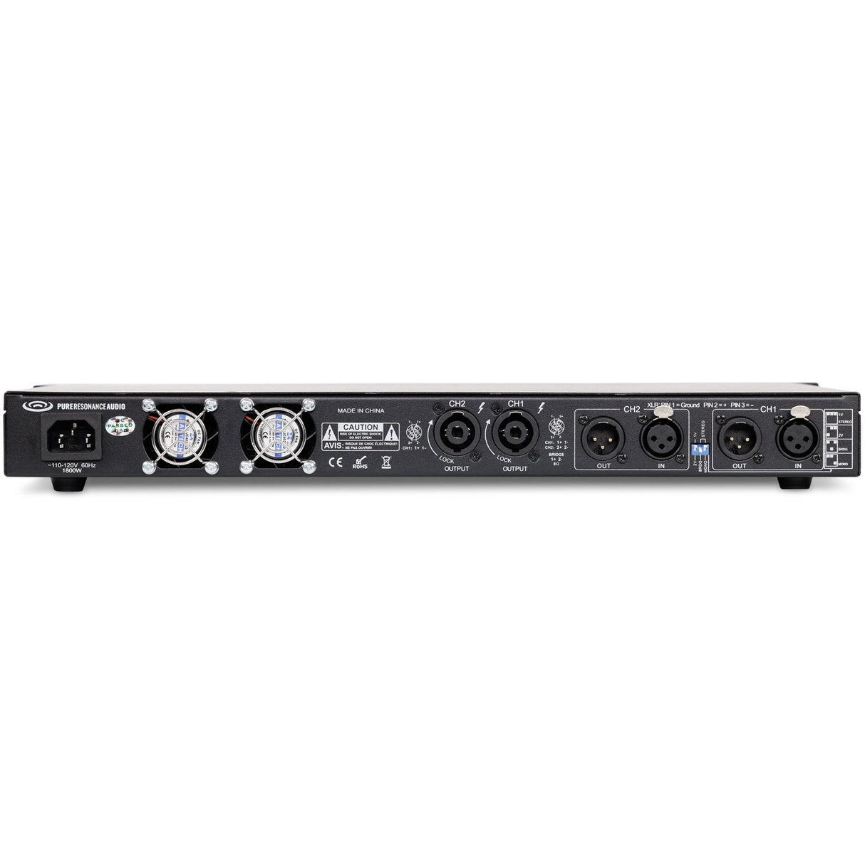 Pure Resonance Audio LA21000 1000W 2-Channel Stereo Power Amplifier