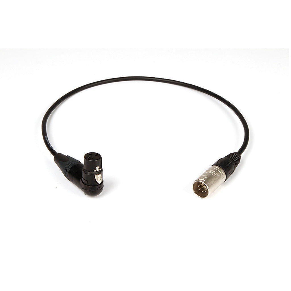 Remote Audio CAHDX3/5MR Right-Angle XLR3F to XLR5M Mono to Stereo Cable 18 in