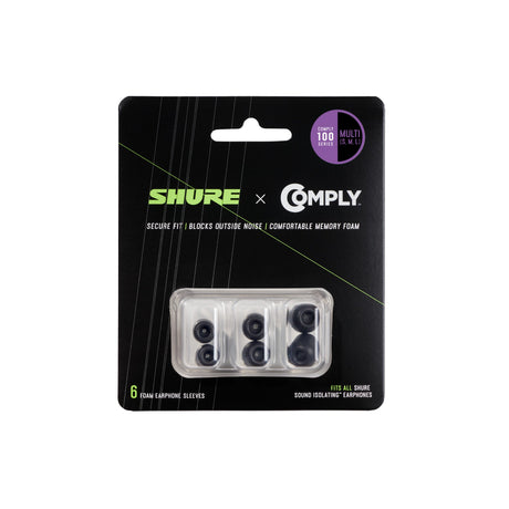 Shure EACYF1 Comply 100 Series 3-Pair Multipack Memory Foam Earbud Sleeve Tips