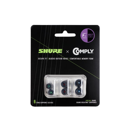 Shure EACYPF Comply P-Series 3-Pair Multipack Memory Foam Earbud Sleeve Tips, Large/Medium/Small, Black