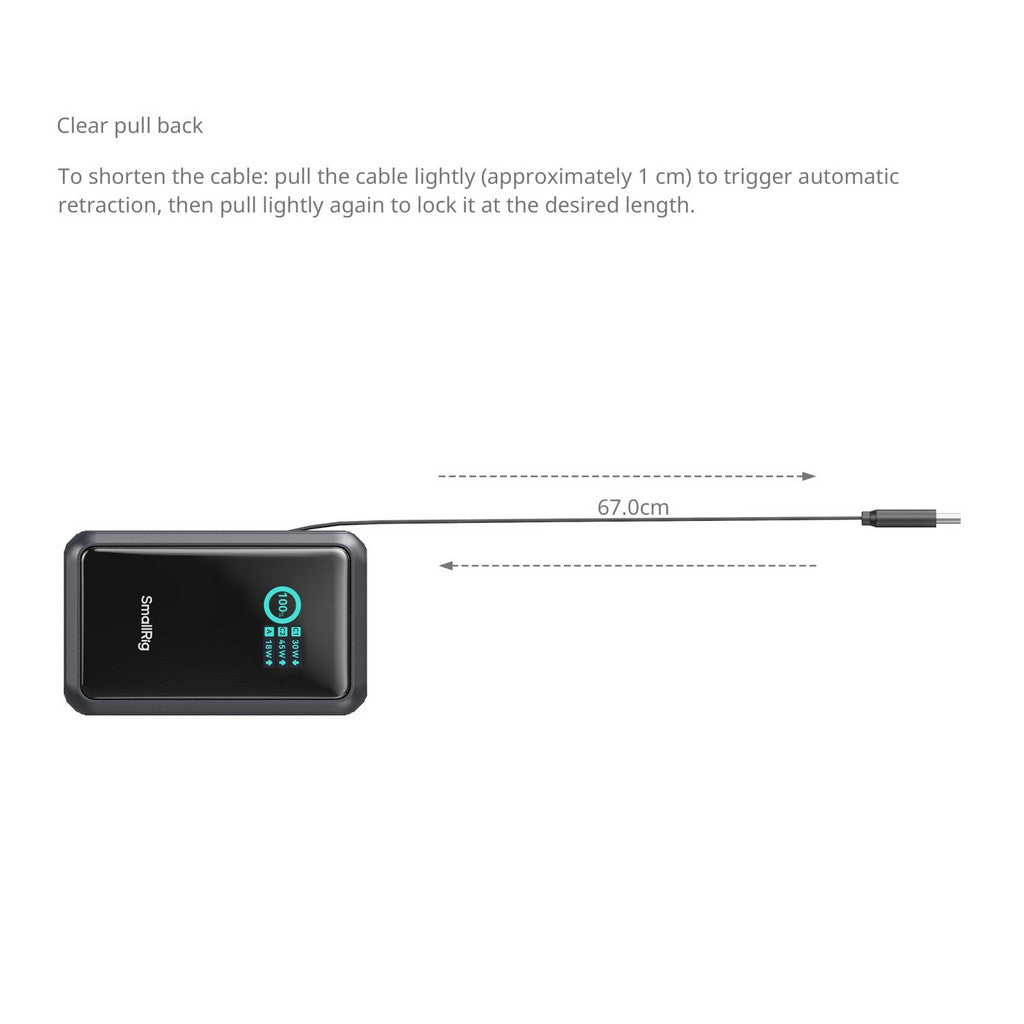 SmallRig Nano36 6057 Power Bank With Retractable USB-C Cable And V-Mount Plate