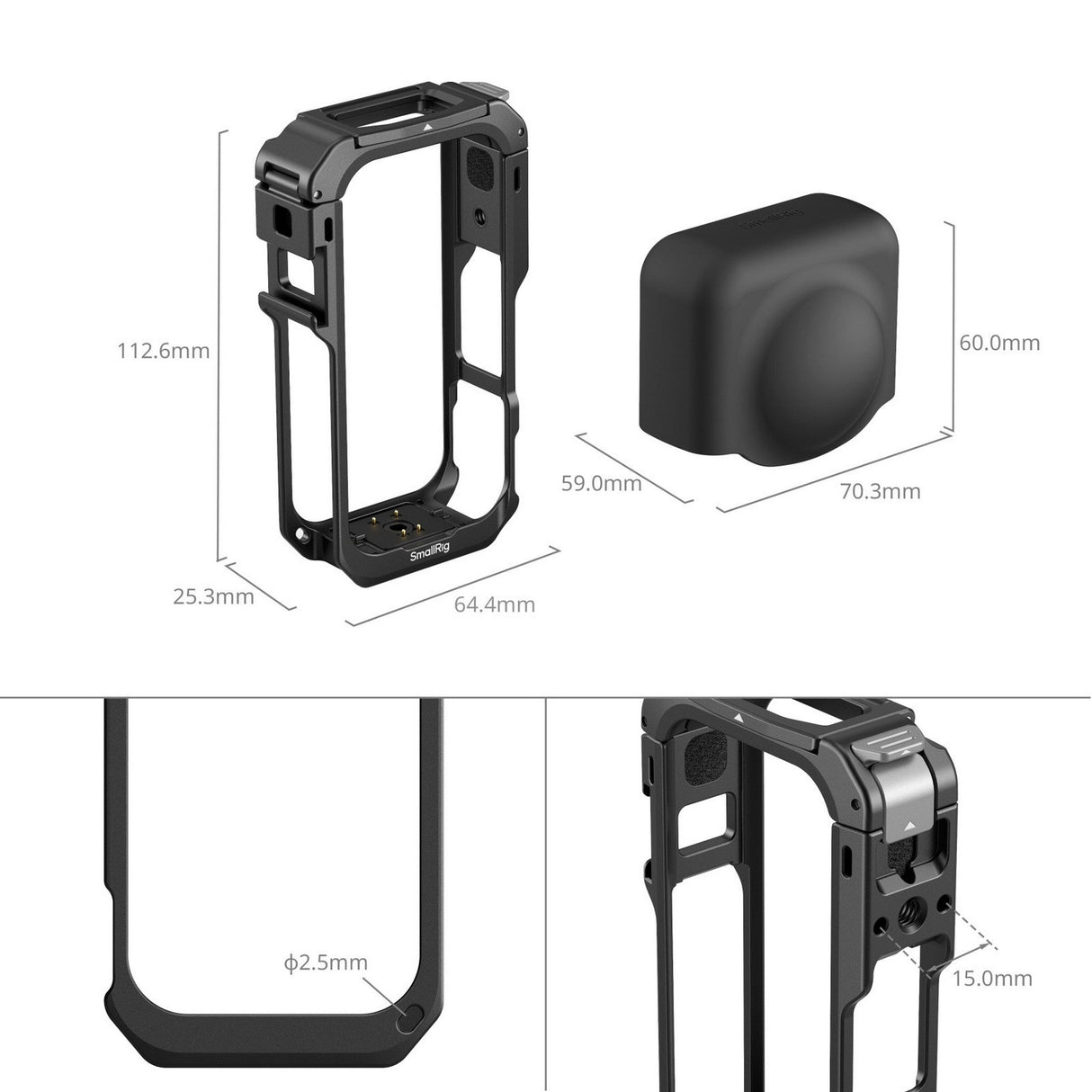 SmallRig 6965 Protective Cage with Silicone Lens Cap for Insta360 X6