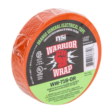 WarriorWrap WW-716-OR 716 General 7 mil Electrical Tape, Orange, .75-Inch W x 60-Feet