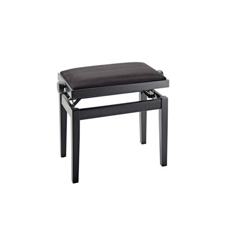 K&M 13900 Piano Bench, Black Matt Finish Bench, Black Velvet seat