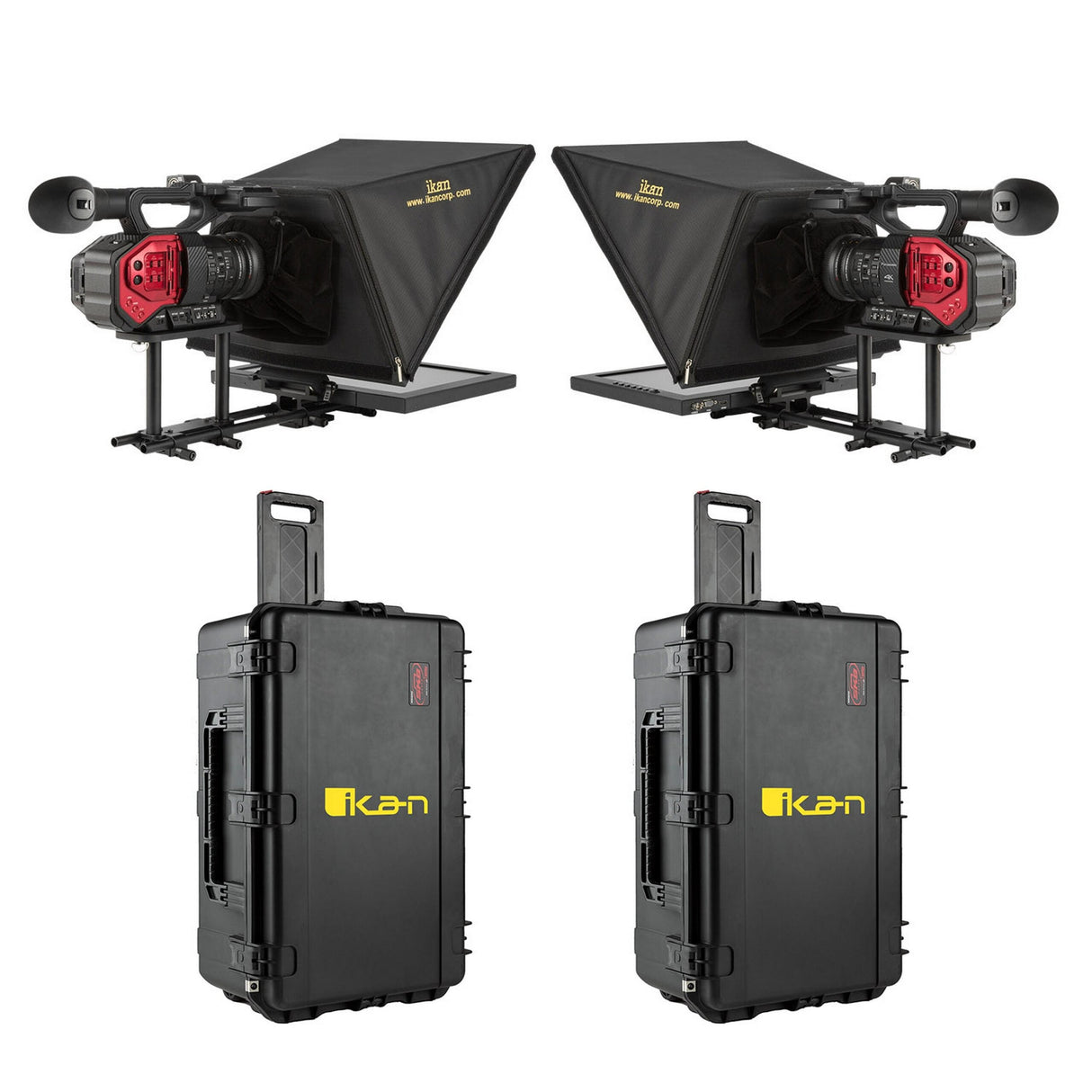 Ikan PT3700-P2P-TK Interview System with 2 x 17-Inch Teleprompters and Hard Cases