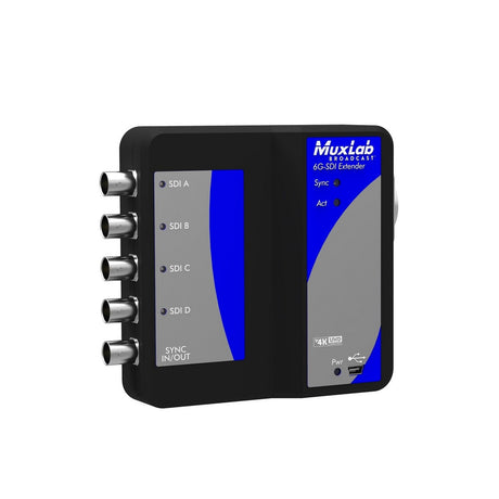 MuxLab 6G-SDI Extender Over UTP 500730 | 6G 3G SDI Video Extender Over UTP Cat5e/6 RJ45 Plug Cable Supports 4K Resolution