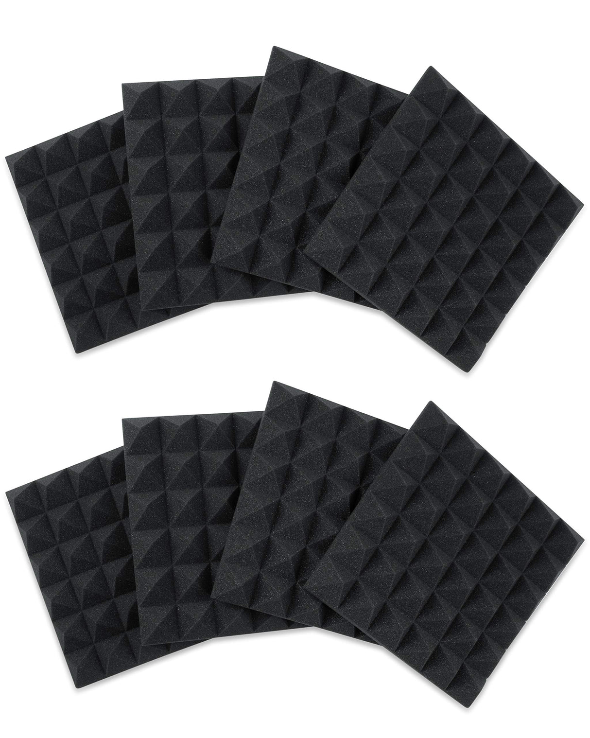 Gator GFW-ACPNL1212PCHA-8PK 8 Pack of Charcoal Acoustic Pyramid Panel 12 x 12 Inches