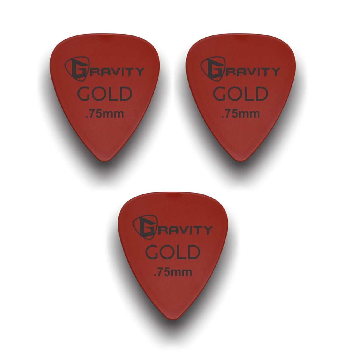 Gravity Picks GP75RD-3pk Colored Gold Series Picks Traditional 351 0.75mm Red 3-Pack - accessories