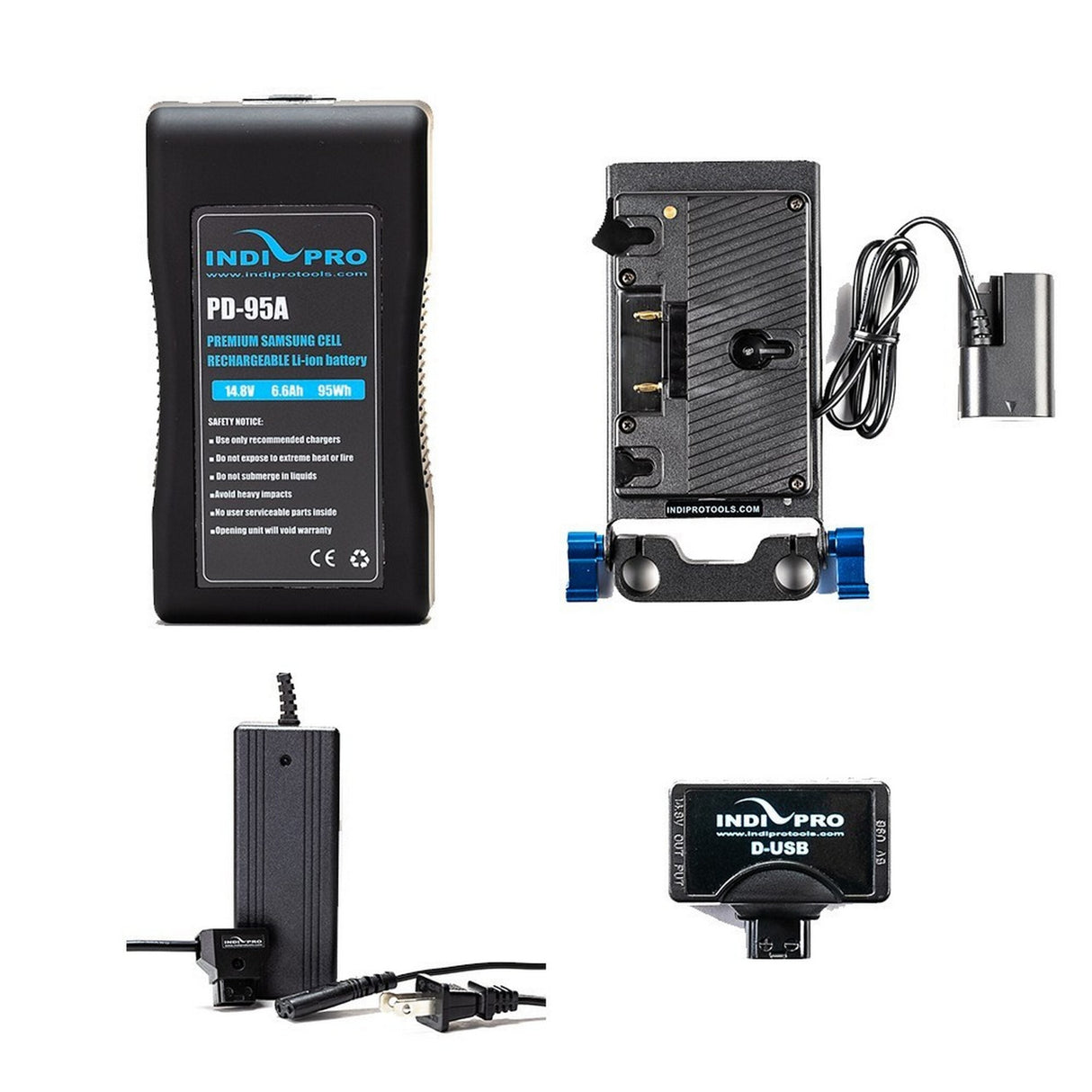 IndiPRO GBP4KT2 Compact 95Wh Gold Mount Lithium-Ion Battery Kit for Blackmagic Pocket Cinema Camera 4K/6K