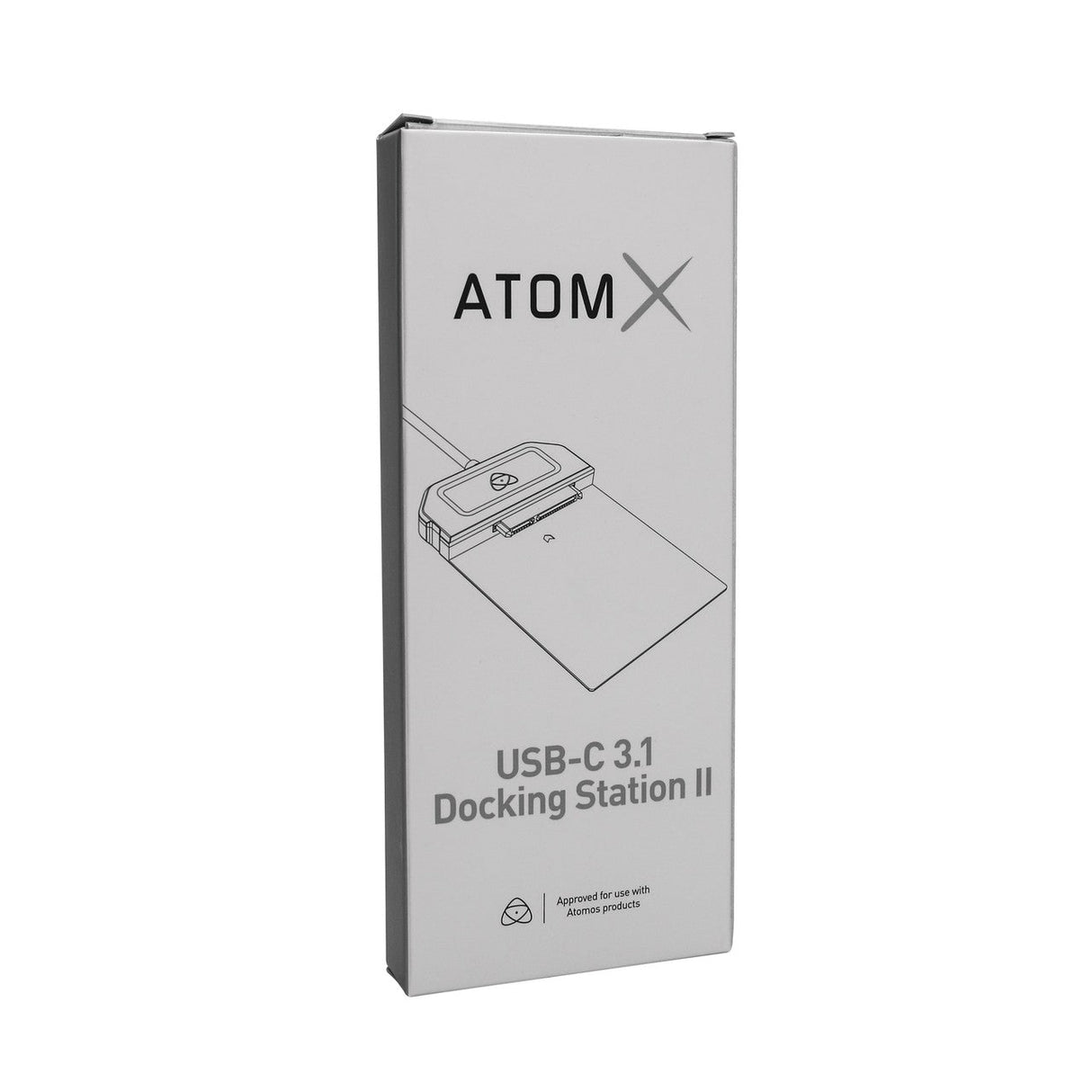 Product box for the Atomos USB-C 3.1 Powered Docking Station, key specs like USB-C 3.1 connectivity