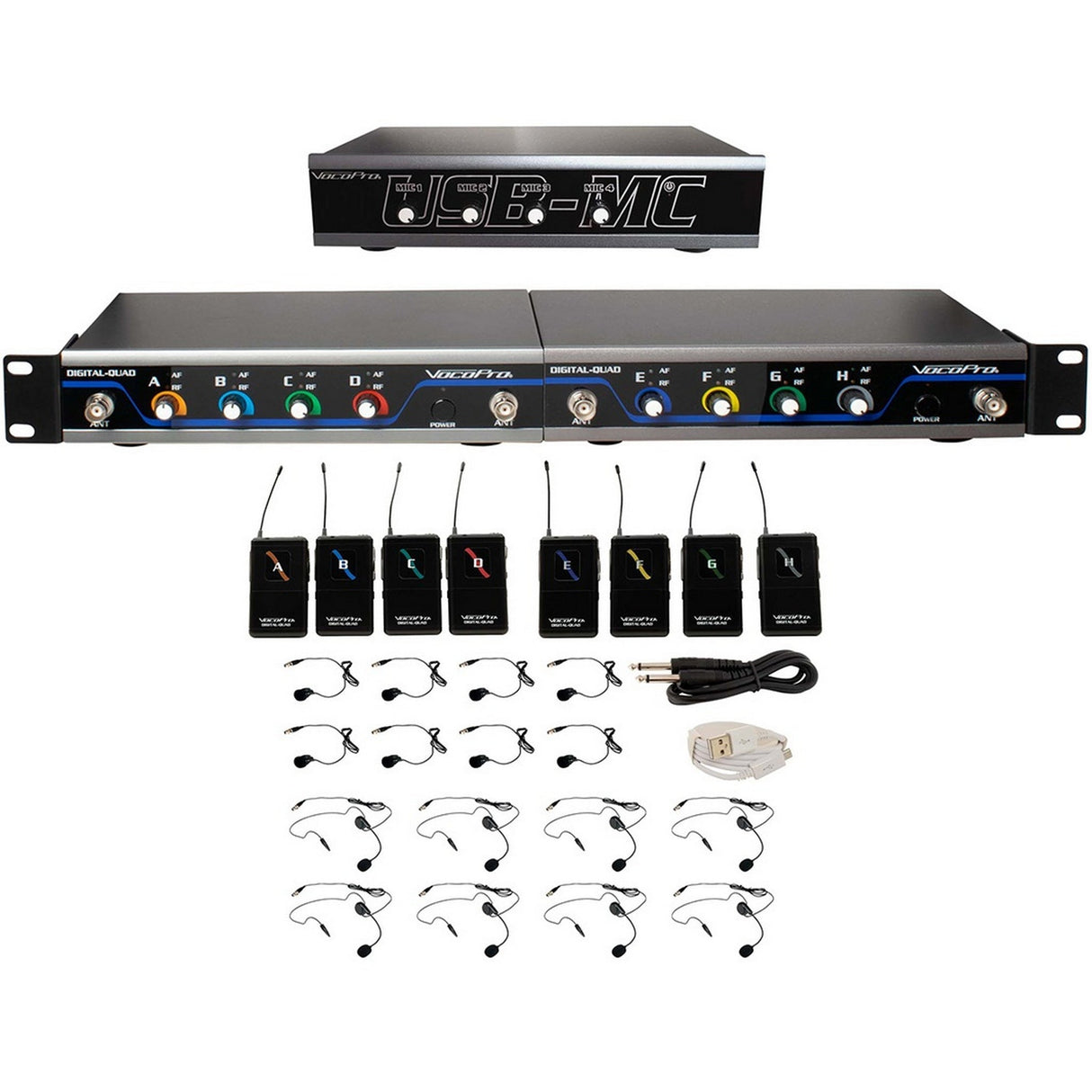 VocoPro USB-Play-8 Wireless 8-Channel Headset/Lapel Micophone/USB Interface System 902-927.2 MHz