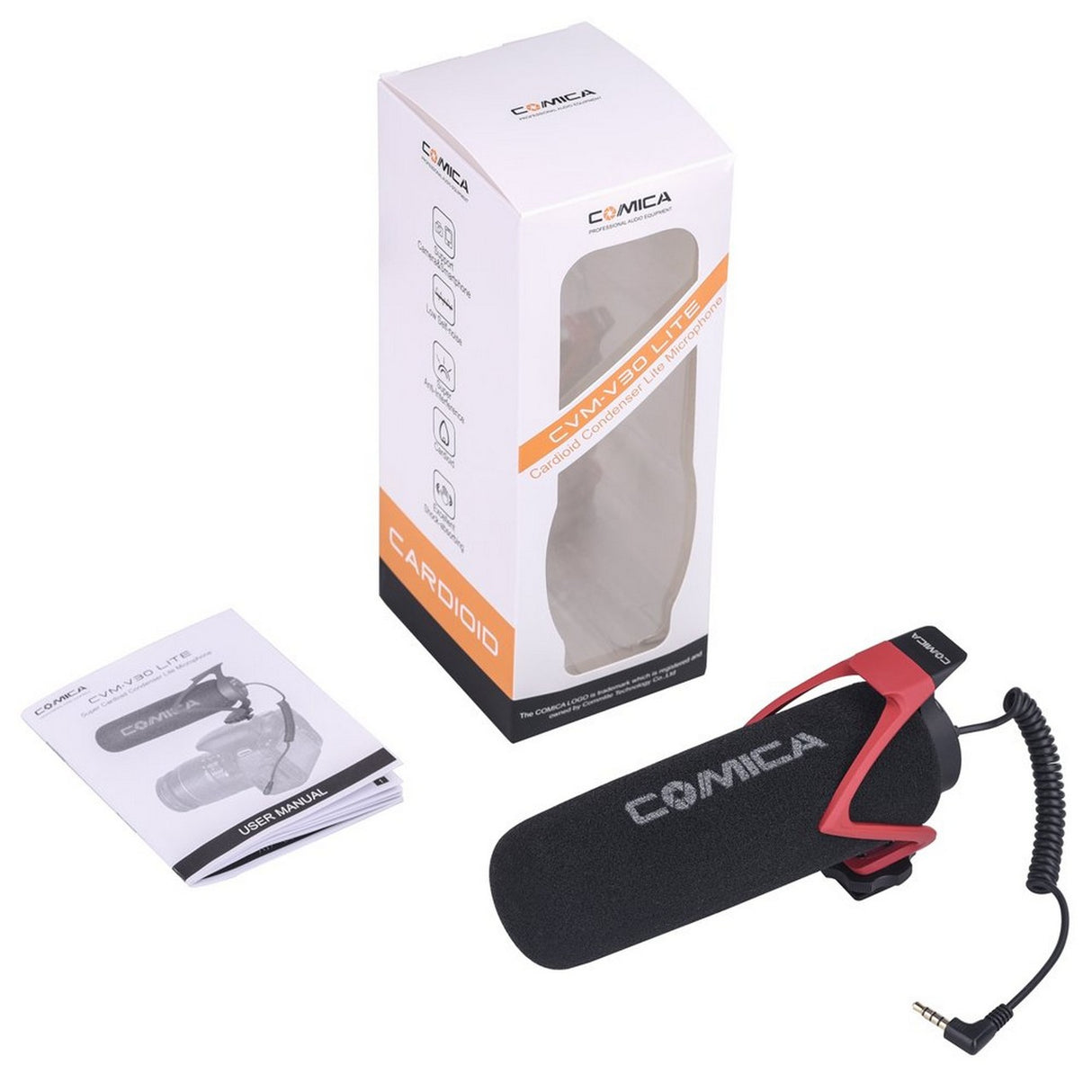 Comica CVM-V30-LITE-R Directional On-Camera Shotgun Microphone Red