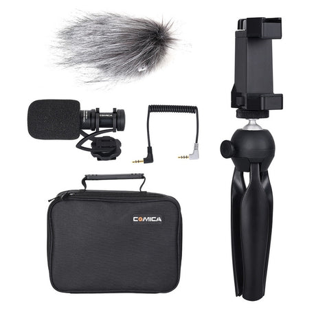 Comica CVM-VM10-K2 On-Camera Directional Microphone with Phone Holder