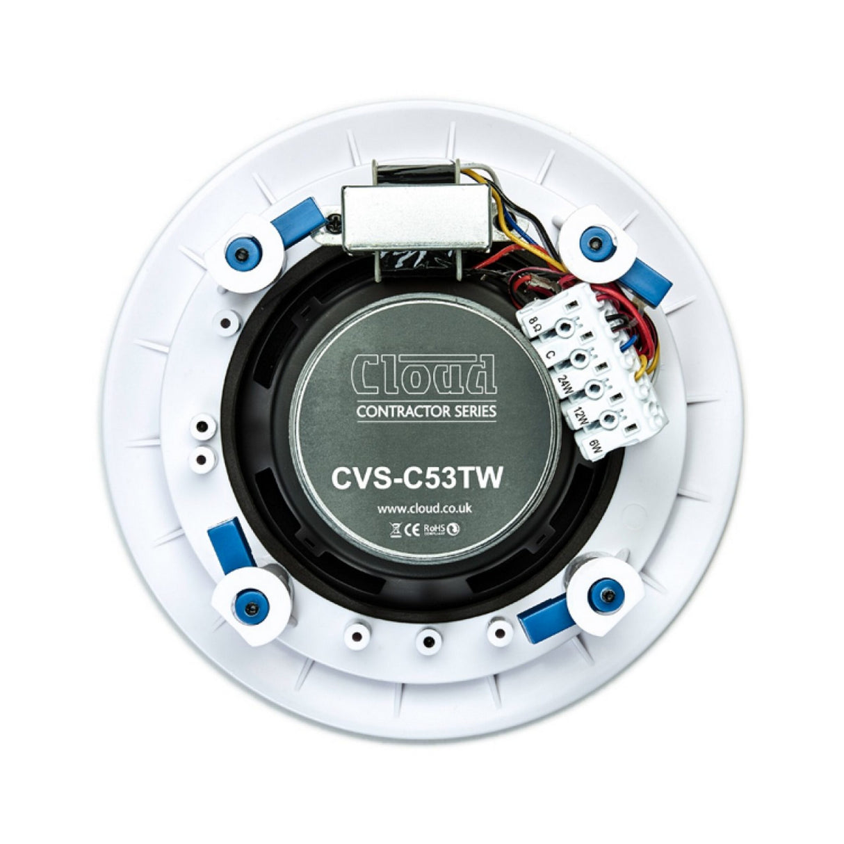 Cloud Electronics CVS-C53TW 5-1/4 Inch 2-Way Coaxial Open Back Ceiling Speaker White Single Unit