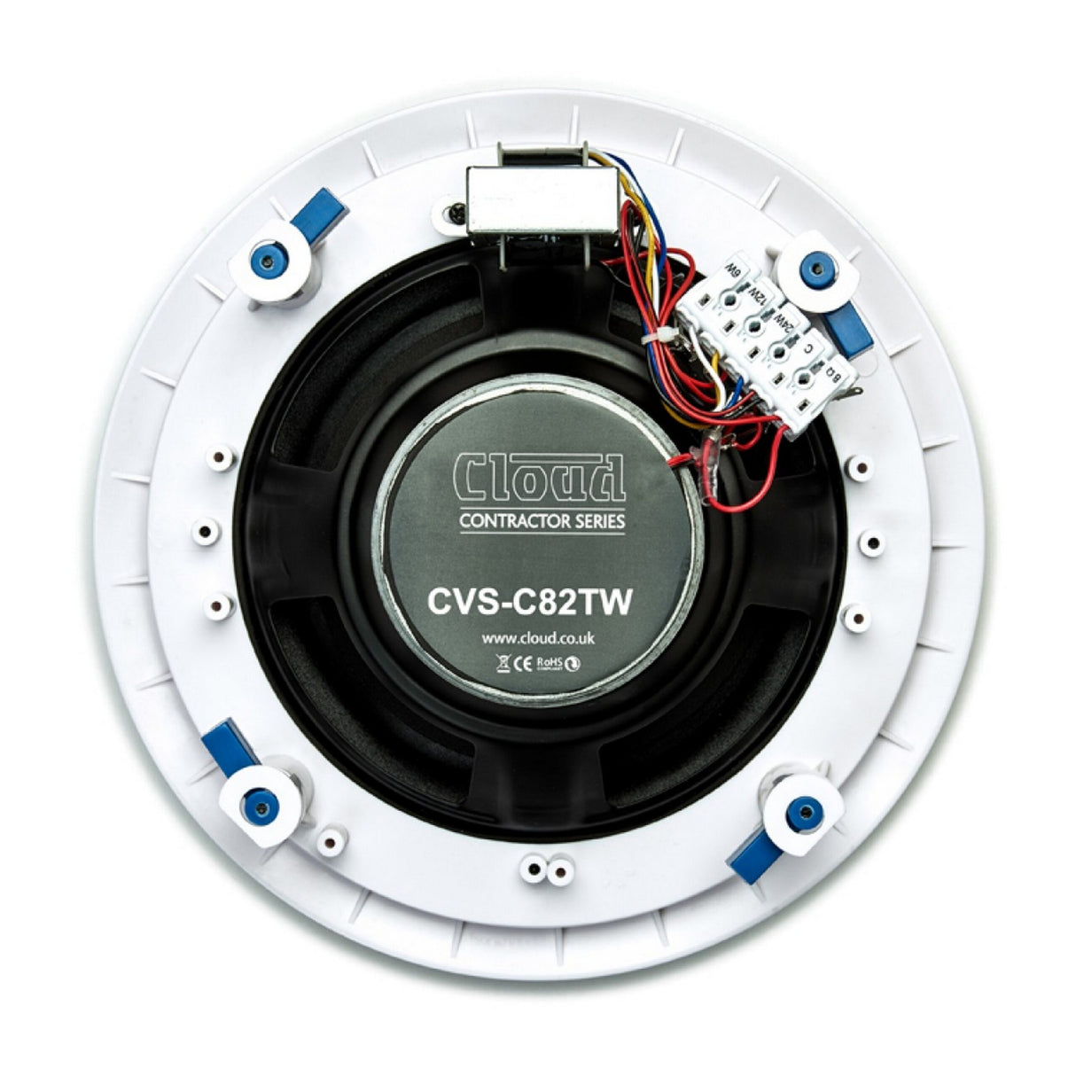 Cloud Electronics CVS-C82TW 8-Inch 2-Way Coaxial Open Back Ceiling Speaker White Single Unit