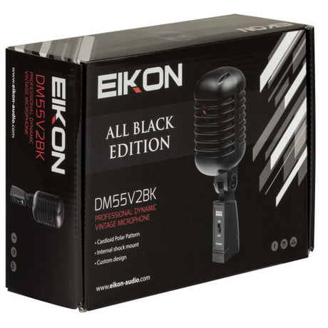EIKON DM55V2BK Cardioid Vintage Vocal Dynamic Microphone, Black