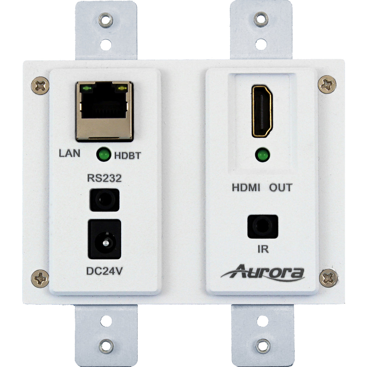 Aurora DXW-2E-RX2-W 4K UHD HDMI HDBaseT Wall Plate Receiver with Ethernet White