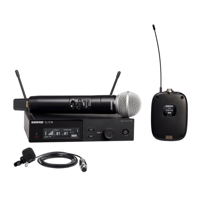 Shure SLXD124/85M Digital Wireless Combo System with SM58 Handheld and WL185m Lavalier Microphones - G58: 470–514 MHz