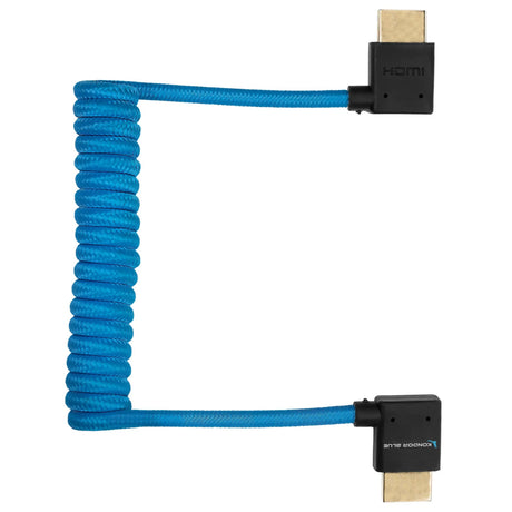 Kondor Blue 12-24-Inch Full HDMI Right Angle Braided Coiled Cable, Blue