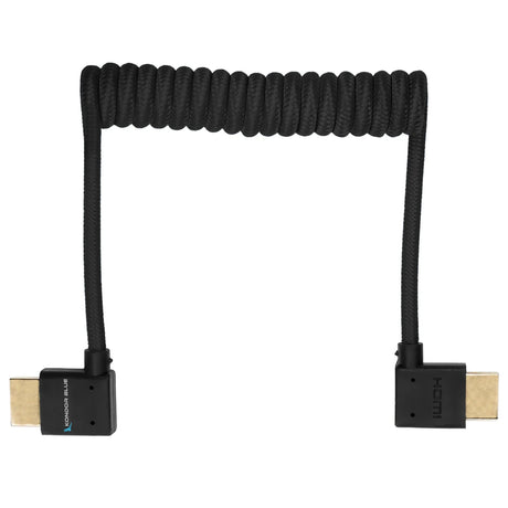 Kondor Blue 12-24-Inch Full HDMI Right Angle Braided Coiled Cable, Black