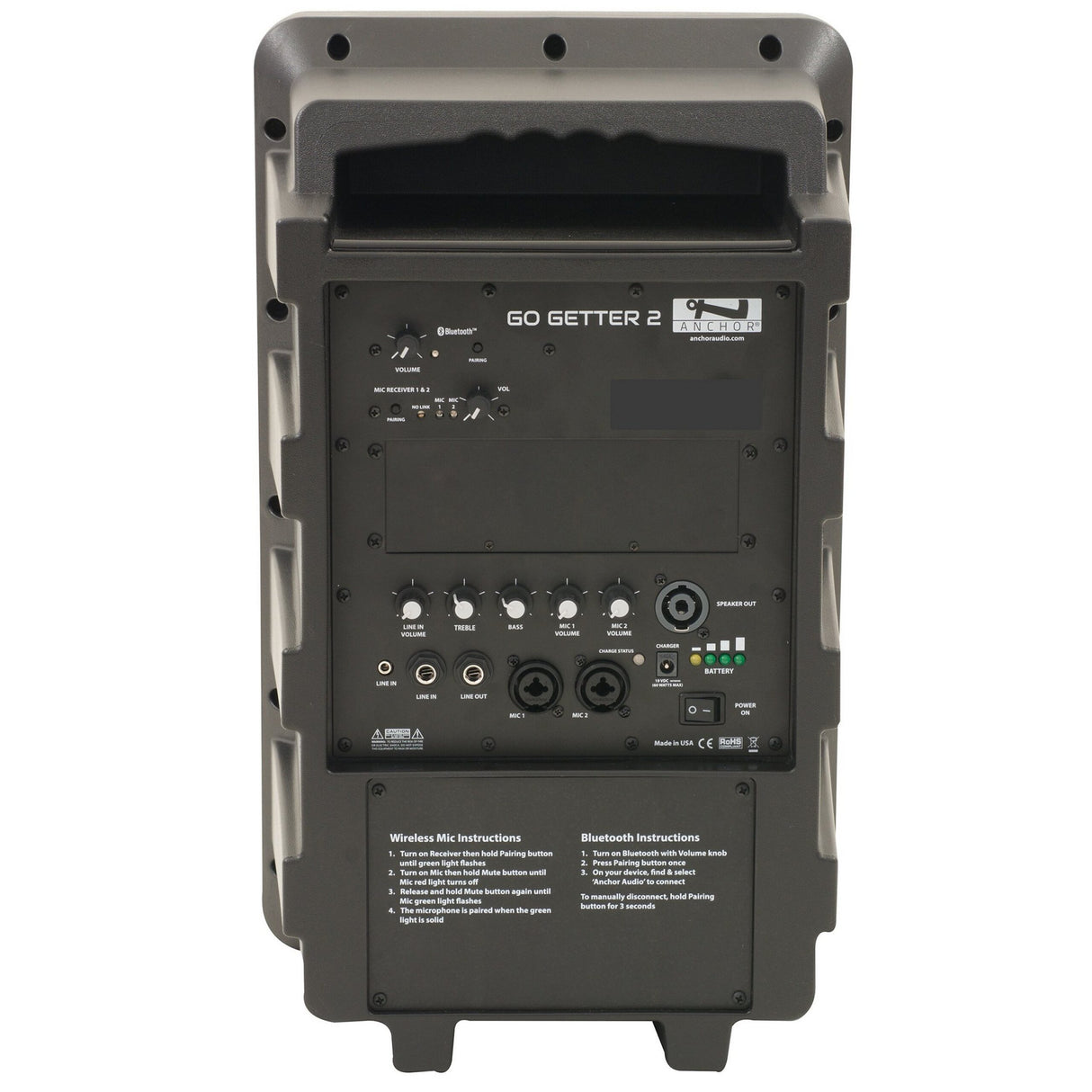 Anchor Audio GG2-U2 Go Getter 2 Portable Bluetooth Sound System with Anchor-Link 2 Wireless Microphone Capacity