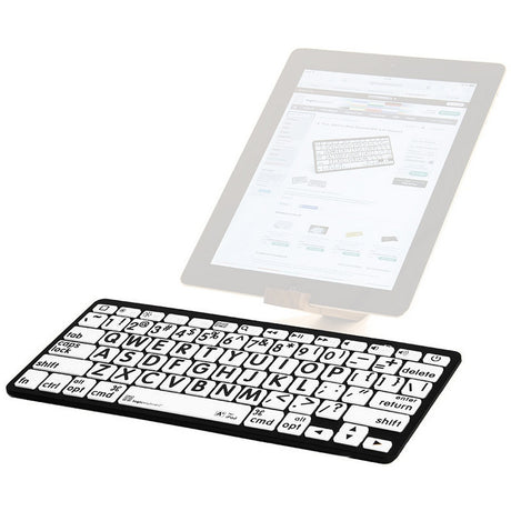 Logickeyboard LargePrint Bluetooth Black on White Keyboard | Wireless Mini Keyboard Black on White