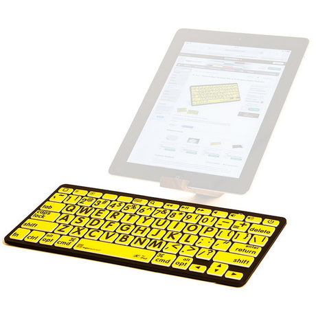 Logickeyboard LargePrint Bluetooth Black on Yellow Keyboard | Wireless Mini Keyboard Black on Yellow