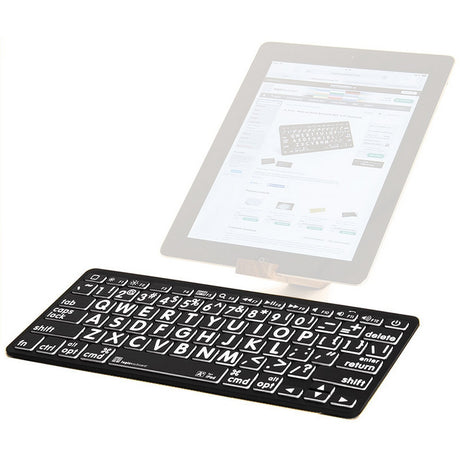 Logickeyboard LargePrint Bluetooth White on Black Keyboard | Wireless Mini Keyboard White on Black