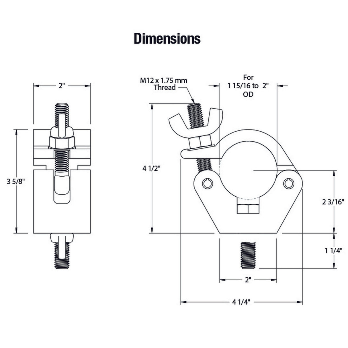 Adaptive Technologies MC-030-B 1130LB Truss Clamp Black Single Unit