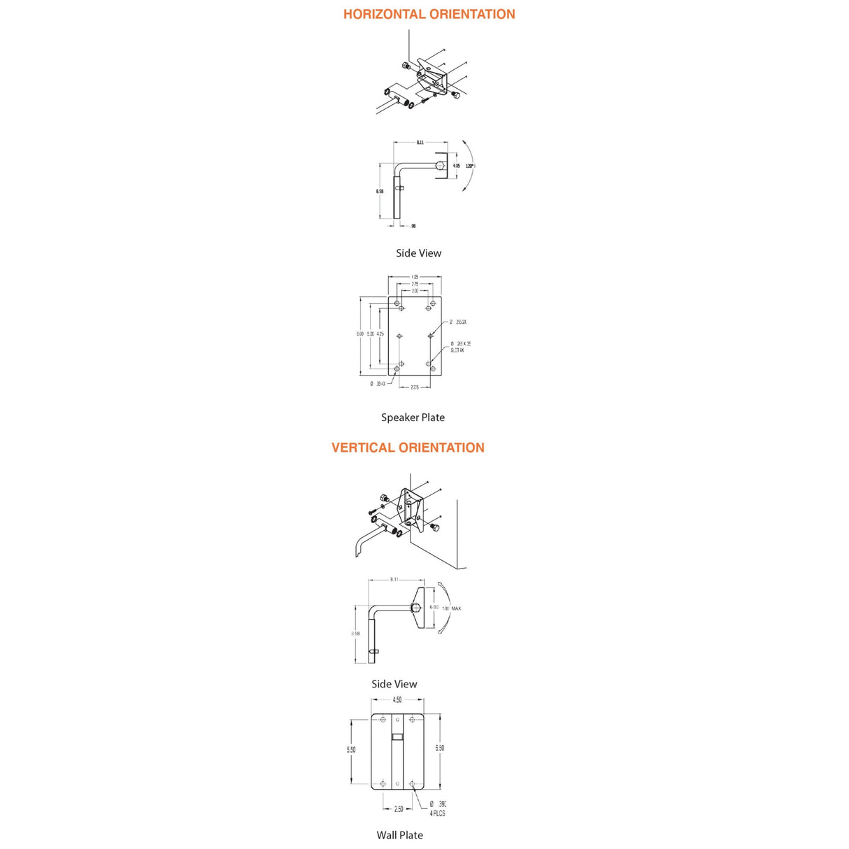 Adaptive Technologies MM-022-BT 60LB Indoor Speaker Wall Mount Single Unit