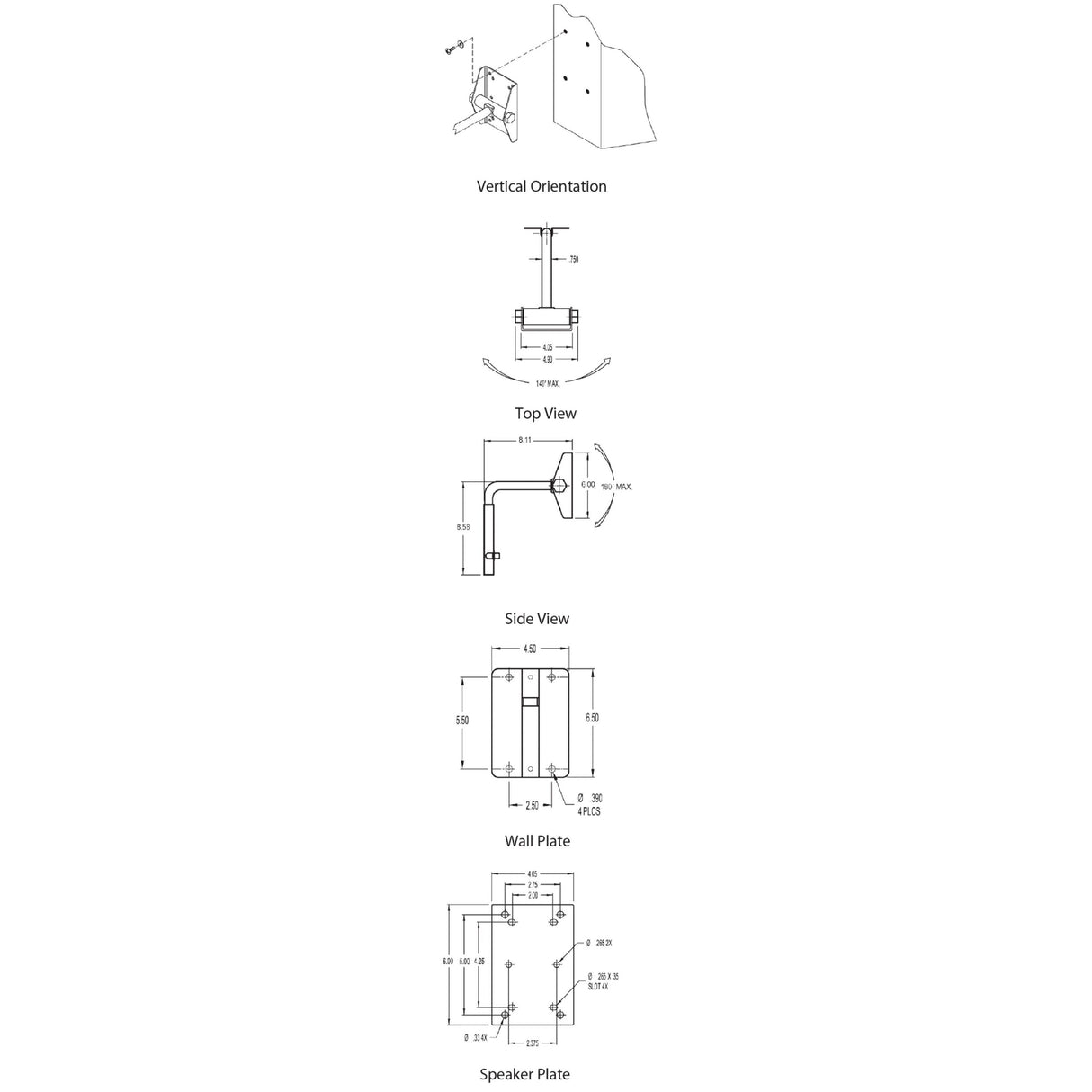 Adaptive Technologies MM-024-BT 60LB Indoor Speaker Wall Mount Single Unit