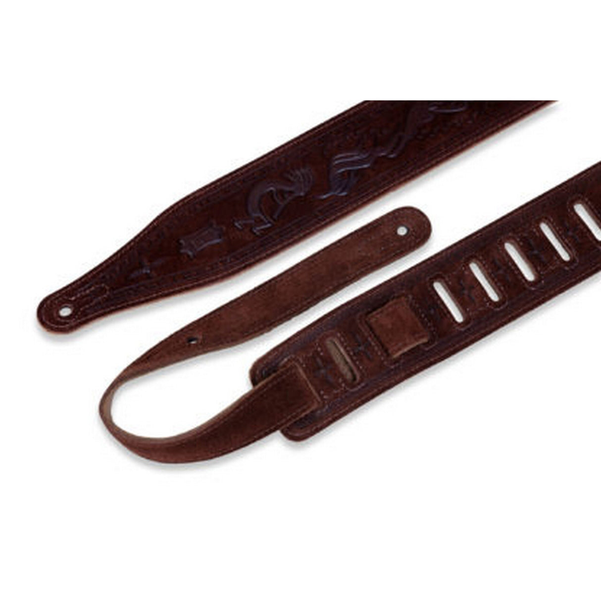 Levy’s 2 1/2-Inch Suede Leather Guitar Strap Tooled In A Kokopelli Design - accessories