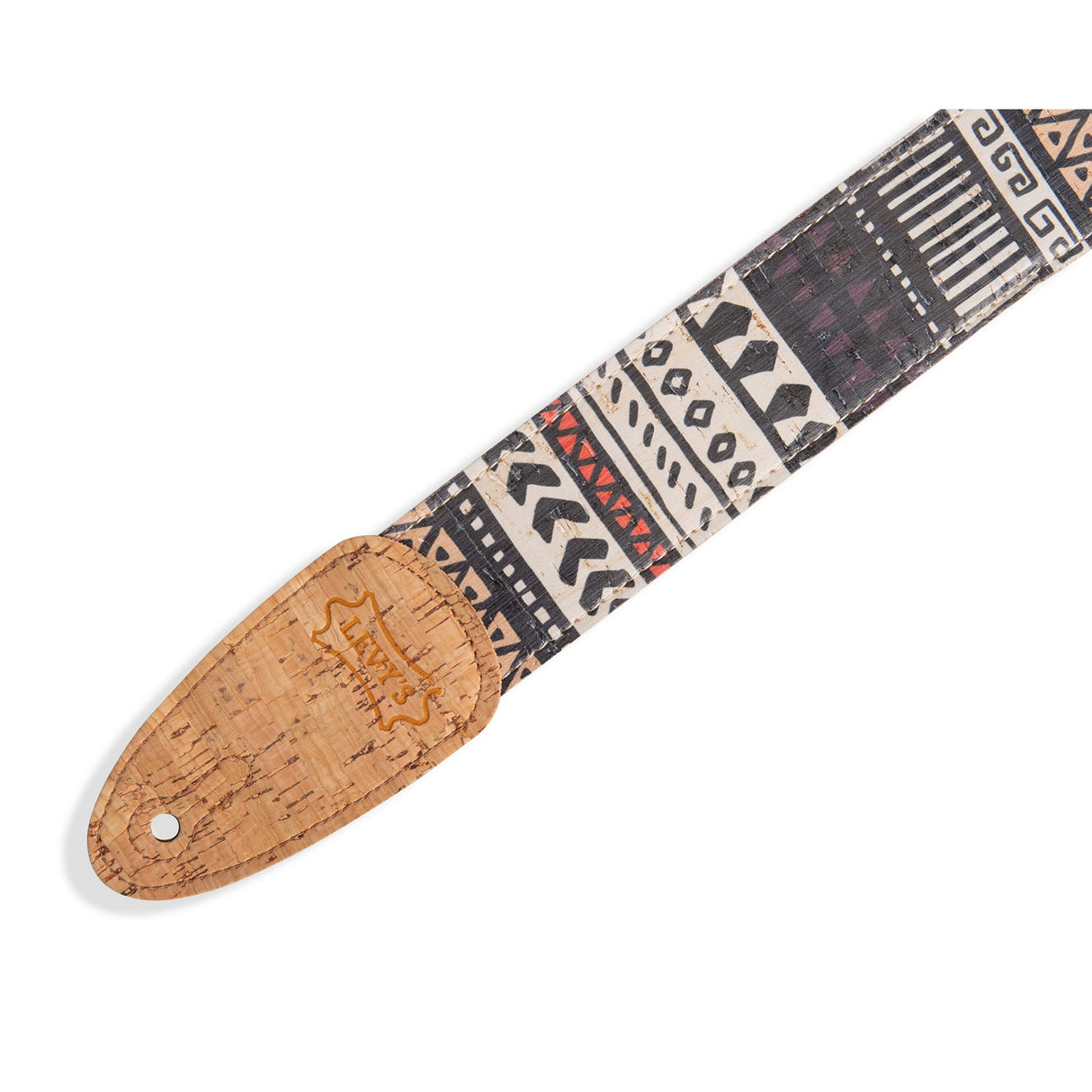 Levy’s Zanzibar Cork Guitar Strap White Black Red Blue - accessories