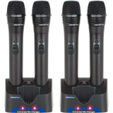 VocoPro UHF-5805 Professional Rechargeable 4-Channel UHF Wireless Microphone System, Frequency 10