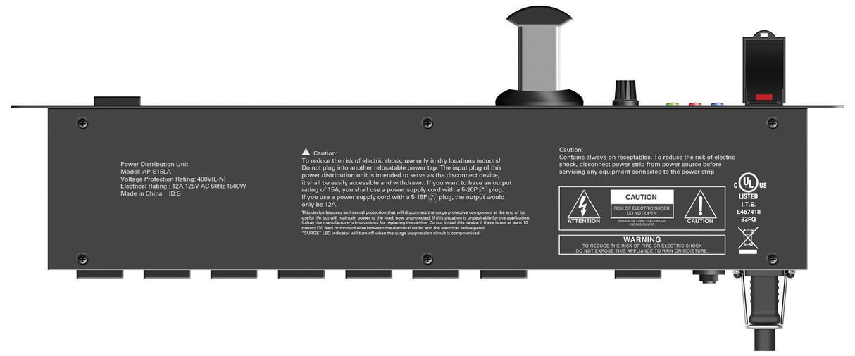 AtlasIED AP-S15LA 15LA Power Conditioner and Distribution Unit with IEC Power Cord and Lamp